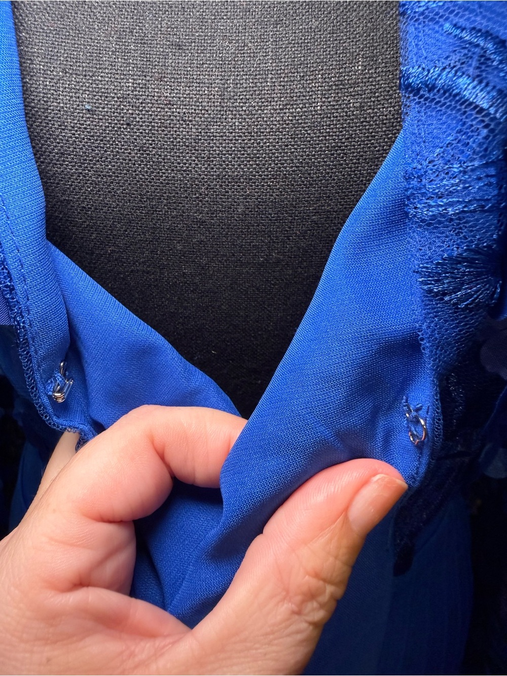 Chicme  Royal Blue Floral Appliqué Wide-Leg Jumpsuit - Picture 9 of 15